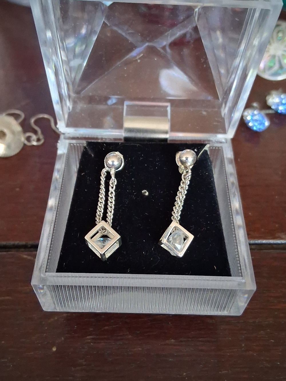 Dangle CZ Wrap Earrings In Sterling Silver Pierced